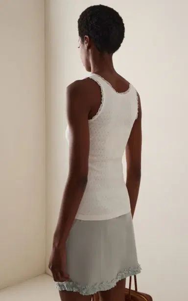 Miu Miu Pointelle Knitted Cotton Tank Top | Thumbnail 4
