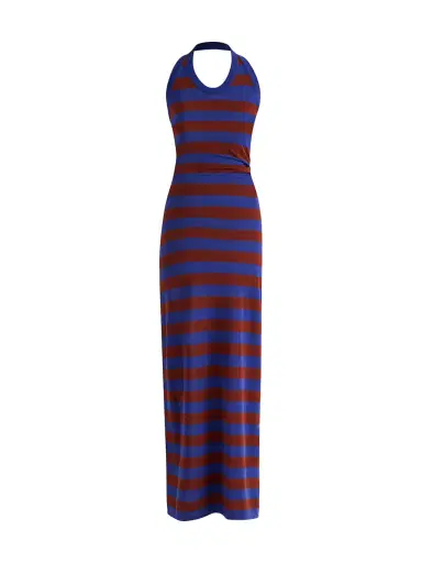 Proenza Schouler Frann Striped Cotton Halter Midi Dress | Thumbnail 1 Proenza Schouler Frann Striped Cotton Halter Midi Dress | Thumbnail 1