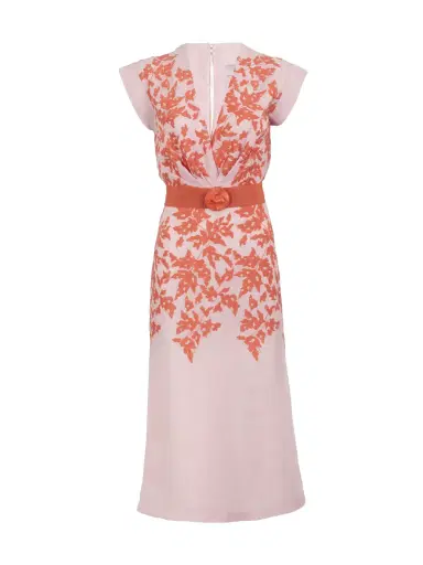 Silvia Tcherassi Olive Embroidered Linen Midi Dress | Thumbnail 1 Silvia Tcherassi Olive Embroidered Linen Midi Dress | Thumbnail 1