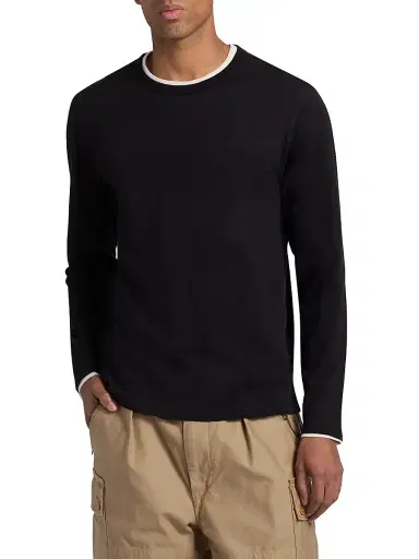 Vince Men's Fine Slub Cotton Double-Layer Crewneck T-Shirt - Black Smock - Size XXL | Thumbnail 3