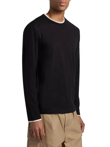 Vince Men's Fine Slub Cotton Double-Layer Crewneck T-Shirt - Black Smock - Size XXL | Thumbnail 4