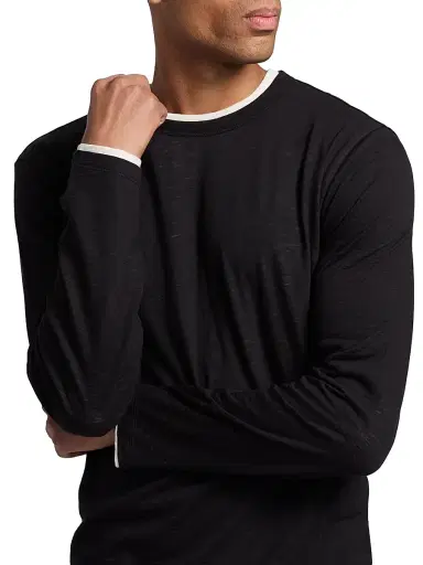 Vince Men's Fine Slub Cotton Double-Layer Crewneck T-Shirt - Black Smock - Size XXL | Thumbnail 6