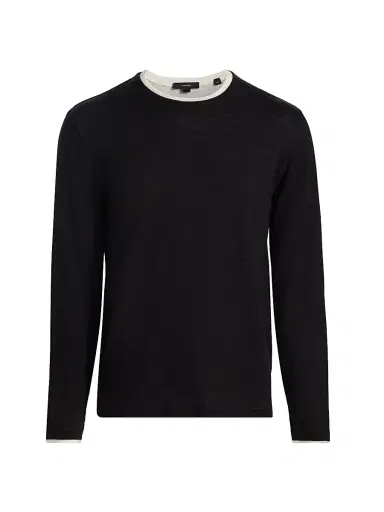 Vince Men's Fine Slub Cotton Double-Layer Crewneck T-Shirt - Black Smock - Size XXL | Thumbnail 1