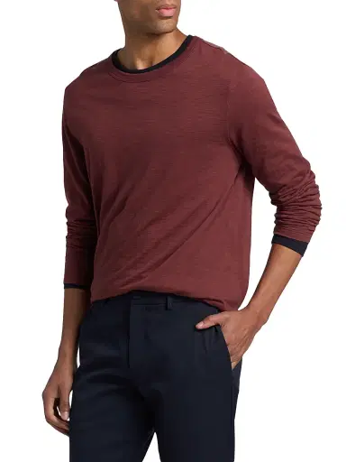 Vince Men's Fine Slub Cotton Double-Layer Crewneck T-Shirt - Deep Satin - Size XXL | Thumbnail 4