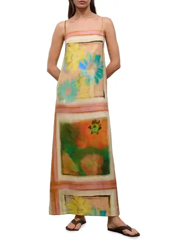 Staud Women's Laura Printed Linen Maxi Dress - Superbloom Scarf | Thumbnail 3 Staud Women's Laura Printed Linen Maxi Dress - Superbloom Scarf | Thumbnail 3