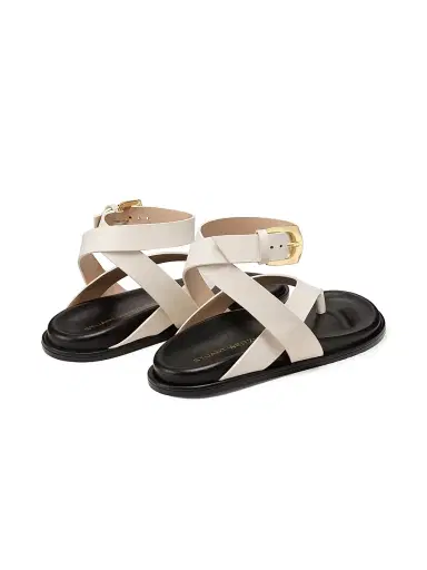 Stuart Weitzman Women's Marykate Leather Sandals - Cream - Size 8.5 | Thumbnail 4 Stuart Weitzman Women's Marykate Leather Sandals - Cream - Size 8.5 | Thumbnail 4
