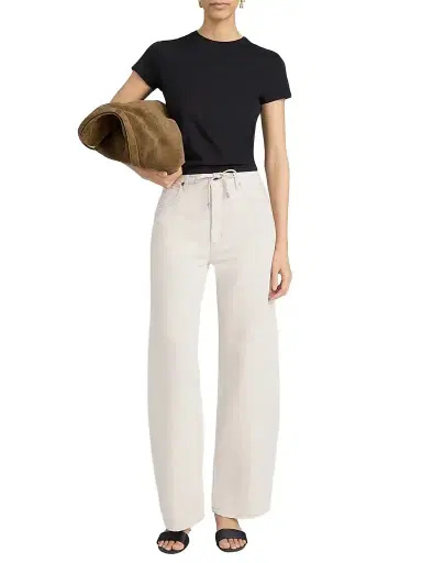 Frame Women's The Off Duty Drawstring Cotton-Linen Jeans - Natural Ecru - Size 31 | Thumbnail 1