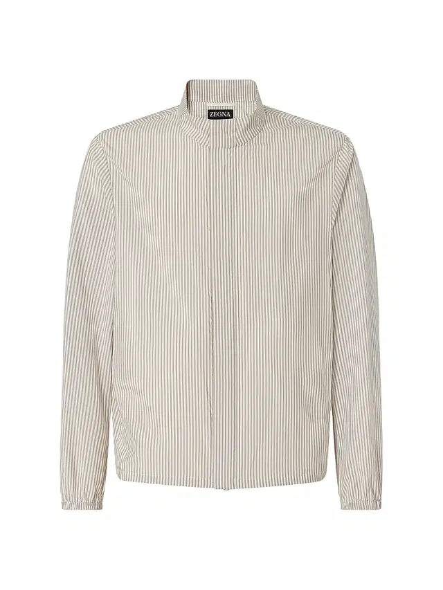 ZEGNA Men's Silk Blouson Jacket - White Light Taupe