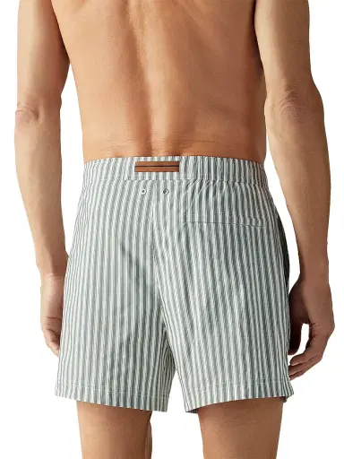 Zegna Men's Striped Swim Trunks - Pine Green - Size Small | Thumbnail 3