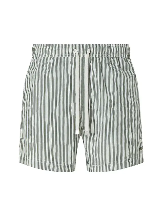 ZEGNA Men's Striped Swim Trunks - Pine Green