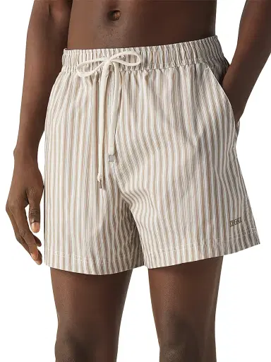 Zegna Men's Striped Swim Trunks - Light Taupe - Size XXL | Thumbnail 2