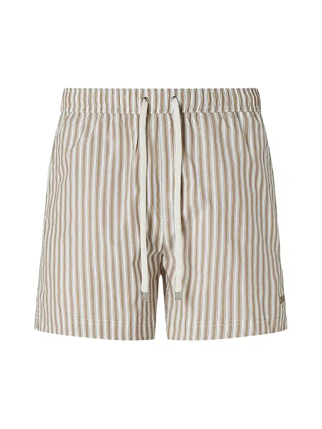 ZEGNA Men's Striped Swim Trunks - Light Taupe