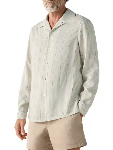 Zegna Men's Silk Shirt - Light Taupe White - Size XXXL | Thumbnail 2 Zegna Men's Silk Shirt - Light Taupe White - Size XXXL | Thumbnail 2