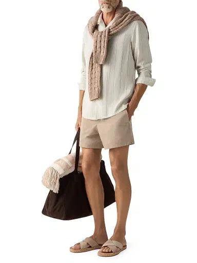 Zegna Men's Silk Shirt - Light Taupe White - Size XXXL | Thumbnail 5 Zegna Men's Silk Shirt - Light Taupe White - Size XXXL | Thumbnail 5