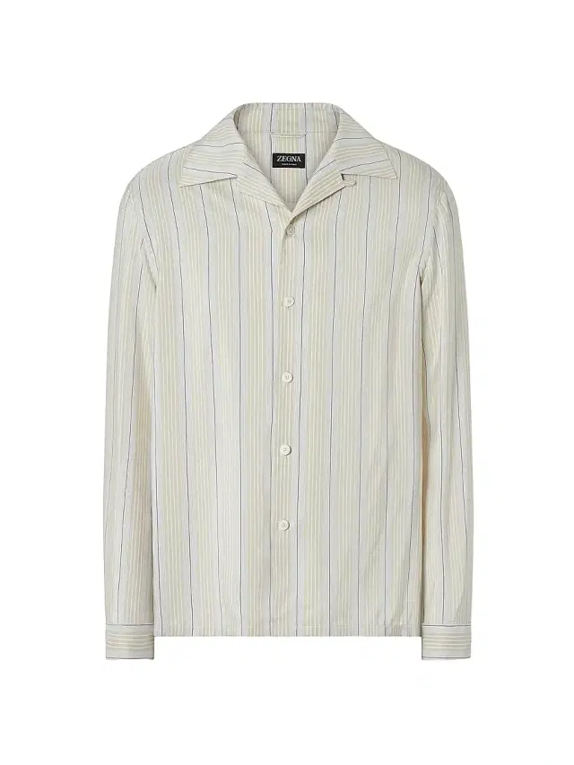 ZEGNA Men's Silk Shirt - Light Taupe White