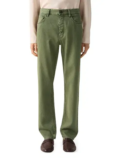 Zegna Men's Stretch Cotton and Linen Roccia Jeans - Pine Green - Size 38 | Thumbnail 2