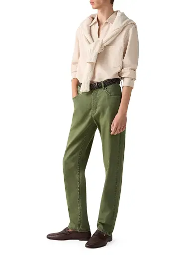 Zegna Men's Stretch Cotton and Linen Roccia Jeans - Pine Green - Size 38 | Thumbnail 5