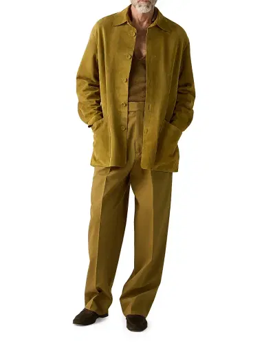 Zegna Men's Leather Overshirt - Olive Green - Size 46 | Thumbnail 6 Zegna Men's Leather Overshirt - Olive Green - Size 46 | Thumbnail 6