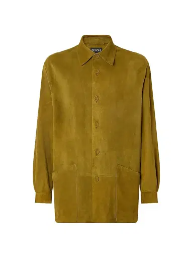 Zegna Men's Leather Overshirt - Olive Green - Size 46 | Thumbnail 1 Zegna Men's Leather Overshirt - Olive Green - Size 46 | Thumbnail 1