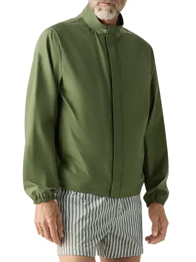 Zegna Men's Silk Blouson Jacket - Pine Green - Size 46 | Thumbnail 2