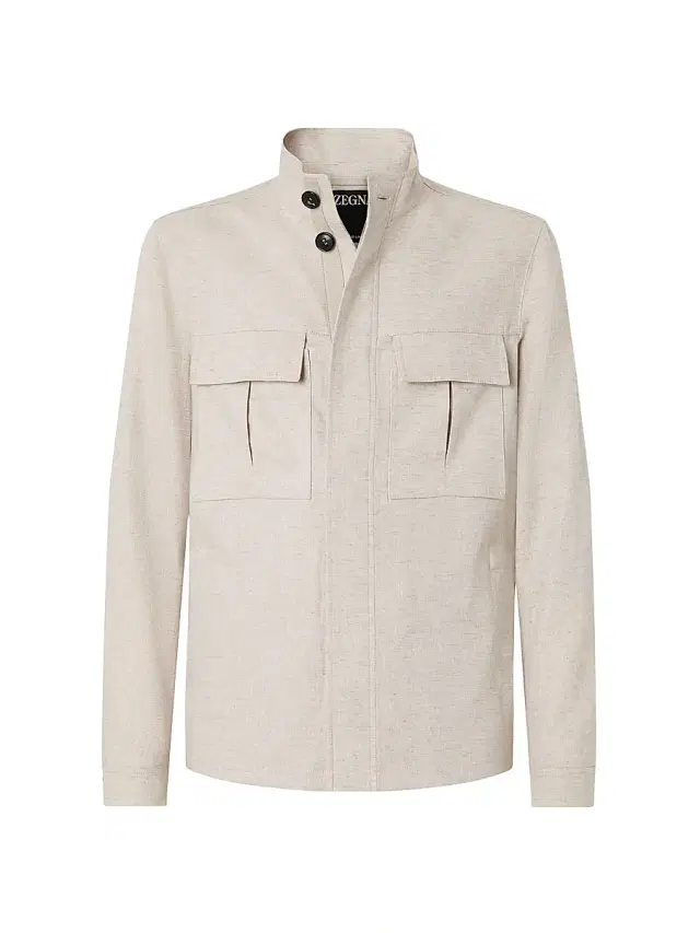 ZEGNA Men's Oasi Lino Field Jacket - Light Taupe