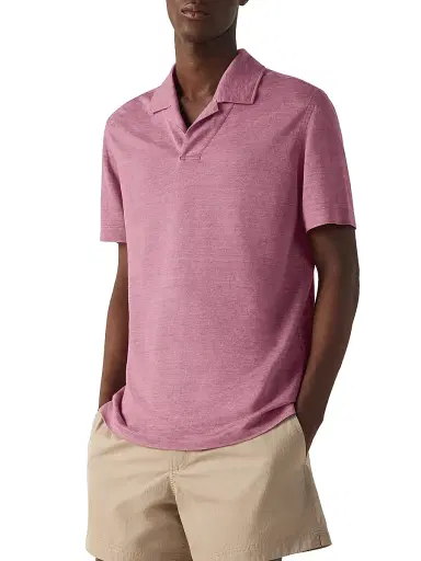 Zegna Men's Oasi Lino Polo Shirt - Pink - Size 42 | Thumbnail 2 Zegna Men's Oasi Lino Polo Shirt - Pink - Size 42 | Thumbnail 2