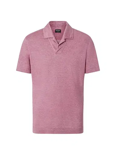 Zegna Men's Oasi Lino Polo Shirt - Pink - Size 42 | Thumbnail 1 Zegna Men's Oasi Lino Polo Shirt - Pink - Size 42 | Thumbnail 1