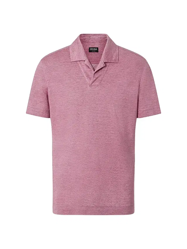 ZEGNA Men's Oasi Lino Polo Shirt - Pink