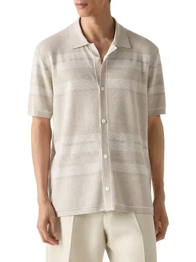 Zegna Men's Cotton and Silk Shirt - Ivory White | Thumbnail 2