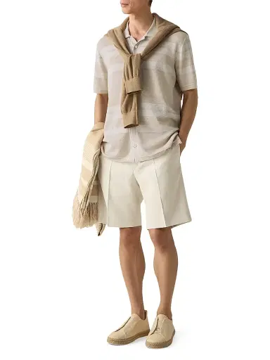 Zegna Men's Cotton and Silk Shirt - Ivory White | Thumbnail 5