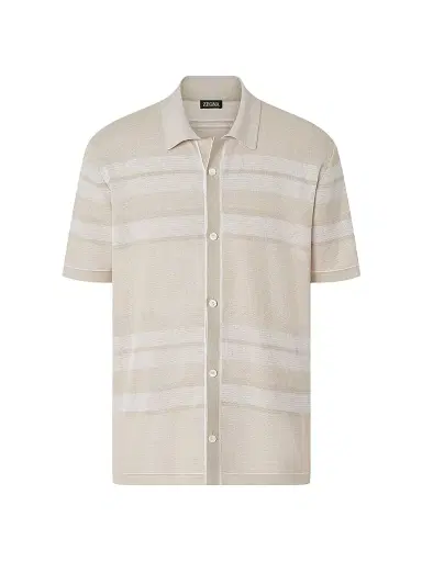 Zegna Men's Cotton and Silk Shirt - Ivory White | Thumbnail 1