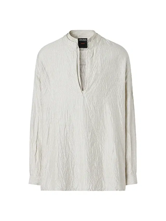 ZEGNA Men's Striped Silk Shirt - White Grey