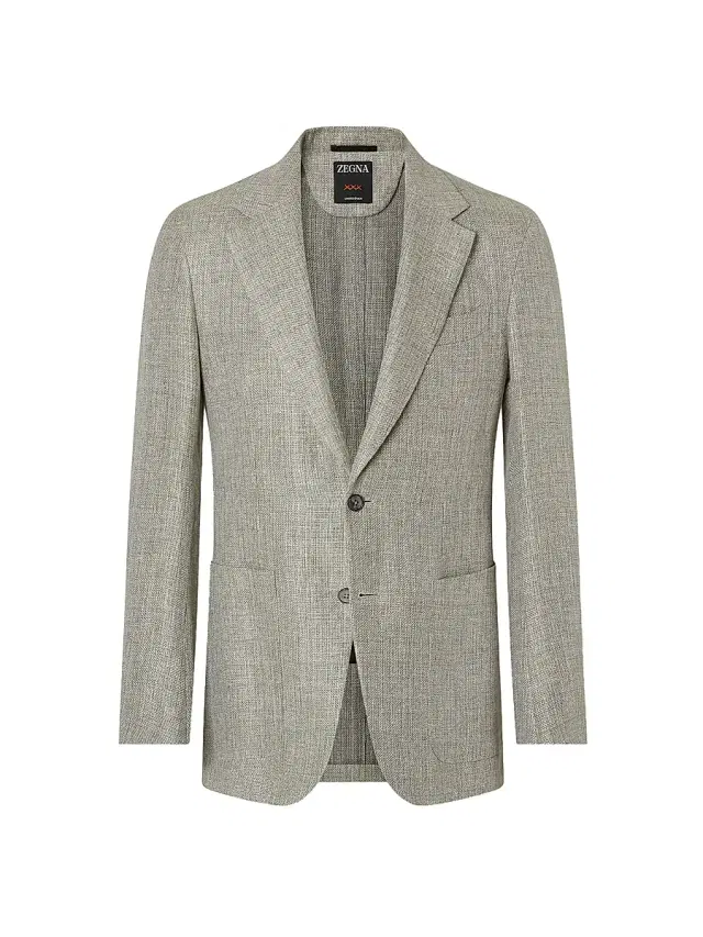 ZEGNA Men's Crossover Linen Wool and Silk Jacket - Grey