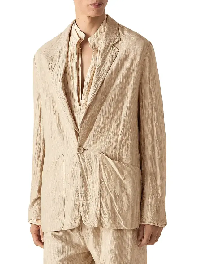ZEGNA Men's Silk Jacket - Beige Brown