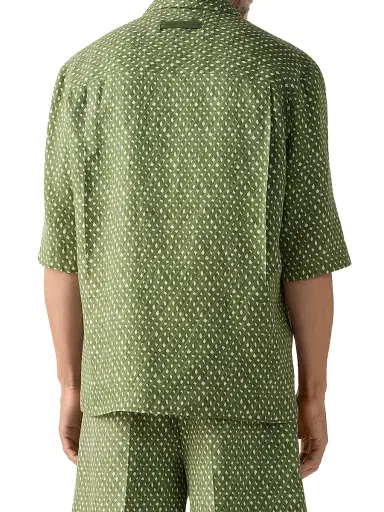 Zegna Men's Signature Printed Linen Shirt | Thumbnail 3