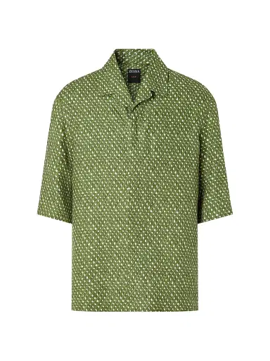 Zegna Men's Signature Printed Linen Shirt | Thumbnail 1
