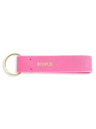 Royce New York Royce New York Minimalist Leather Key Fob - Bright Pink | Thumbnail 1