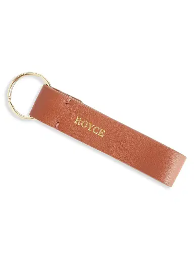 Royce New York Royce New York Minimalist Leather Key Fob - Tan | Thumbnail 2