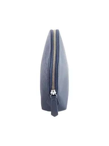 Royce New York Women's Compact Leather Cosmetic Bag - Navy Blue | Thumbnail 3