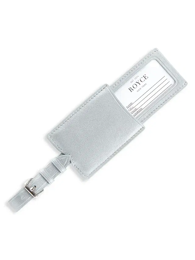 Royce New York Leather Luggage Tag - Silver