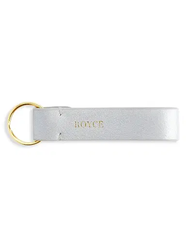 Royce New York Royce New York Minimalist Leather Key Fob - Silver | Thumbnail 3