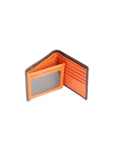 Royce New York Men's RFID Blocking Tri-Fold Wallet - Brown Orange | Thumbnail 3