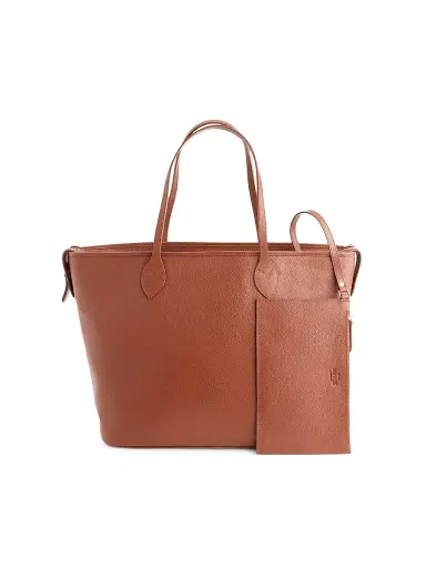 Royce New York Women's Pebble Grain Wide Tote Bag | Thumbnail 4