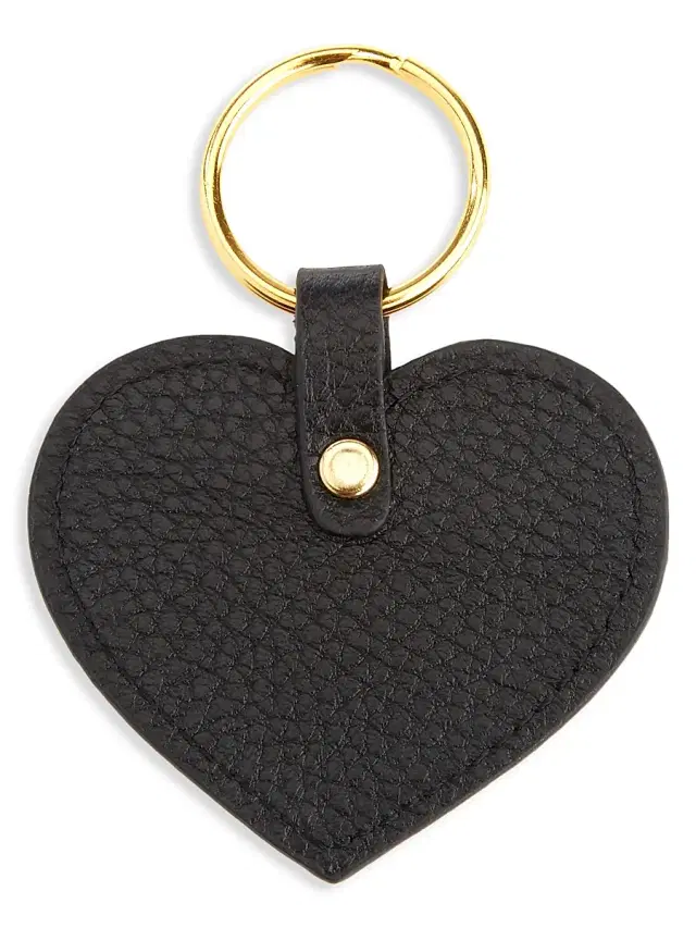 Royce New York Men's Heart-Shaped Leather Key Chain - Black