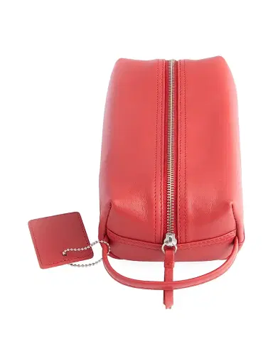 Royce New York Women's Compact Leather Toiletry Bag - Red | Thumbnail 3
