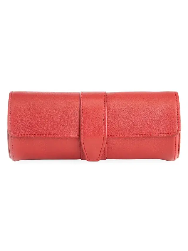 Royce New York Women's Leather Travel Watch Roll - Red