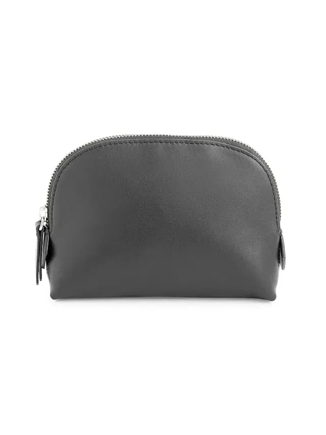 Royce New York Women's Compact Leather Cosmetic Bag - Black