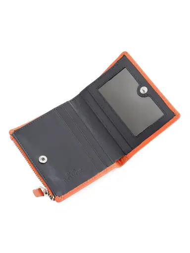 Royce New York Women's Compact Leather Wallet - Orange Navy Blue | Thumbnail 3 Royce New York Women's Compact Leather Wallet - Orange Navy Blue | Thumbnail 3