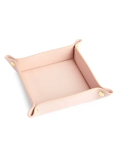 Royce New York Women's Leather Catchall Tray - Blush Pink | Thumbnail 1