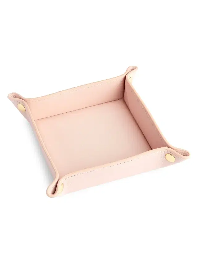 Royce New York Women's Leather Catchall Tray - Blush Pink